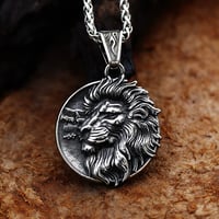 Image 2 of 👑The Armored Kingdom Lion of the Iron Pride Necklace-Stainless Steel-Detailed Lion Head Design