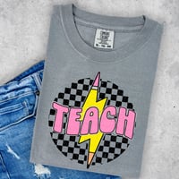 Teach checkered comfort colors tee