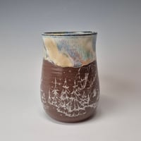 Image 3 of 16 oz. Cozy cabins set in the forest with Snow-covered Colored Lights rim 01202601