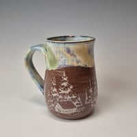 Image 4 of 16 oz. Cozy cabins set in the forest with Snow-covered Colored Lights rim 01202601