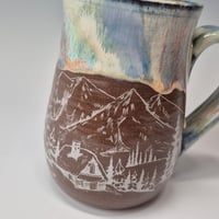 Image 6 of 16 oz. Cozy cabins set in the forest with Snow-covered Colored Lights rim 01202601