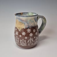 Image 2 of 16 oz. Snowy Village of Tiny Houses with Snow-covered Colored Lights rim 01202603