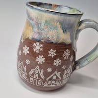 Image 7 of 16 oz. Snowy Village of Tiny Houses with Snow-covered Colored Lights rim 01202603