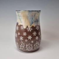 Image 2 of 20 oz. Snowy Village of Tiny Houses with Snow-covered Colored Lights rim 01202605