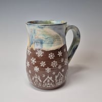 Image 1 of 20 oz. Snowy Village of Tiny Houses with Snow-covered Colored Lights rim 01202605