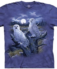 Image 2 of SNOWY OWLS ON THE PRAIRIE PURPLE SHORT SLEEVE SHIRT 