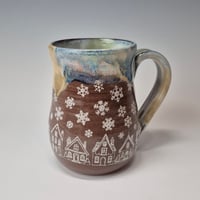 Image 1 of 16 oz. Snowy Village of Tiny Houses with Snow-covered Colored Lights rim 01202607