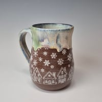 Image 3 of 16 oz. Snowy Village of Tiny Houses with Snow-covered Colored Lights rim 01202607