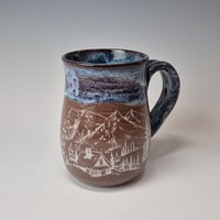 Image 1 of 16 oz. Cozy cabins set in the forest with Twinkle Lights as Night rim 01202608