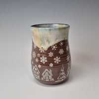 Image 3 of 16 oz. Snowy Village of Tiny Houses with Snow-covered Colored Lights rim 01202611