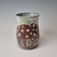 Image 4 of 16 oz. Snowy Village of Tiny Houses with Snow-covered Colored Lights rim 01202611