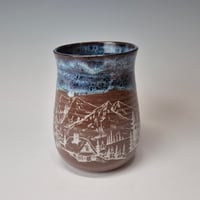 Image 1 of 16 oz. Cozy cabins set in the forest with Twinkle Lights as Night rim 01202612