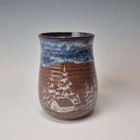 Image 3 of 16 oz. Cozy cabins set in the forest with Twinkle Lights as Night rim 01202612