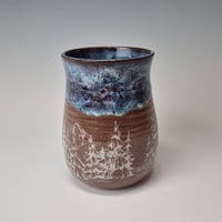 Image 4 of 16 oz. Cozy cabins set in the forest with Twinkle Lights as Night rim 01202612