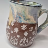 Image 5 of 16 oz. Snowy Village of Tiny Houses with Snow-covered Colored Lights rim 01202613