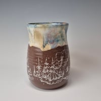 Image 2 of 18 oz. Cozy cabins set in the forest with Snow-covered Colored Lights rim 01202615