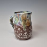 Image 3 of 16 oz. Snowy Village of Tiny Houses with Snow-covered Colored Lights rim 01202617