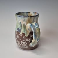 Image 5 of 16 oz. Snowy Village of Tiny Houses with Snow-covered Colored Lights rim 01202617