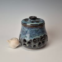 Image 2 of Jar with lid: Night Sky (Dark Blue) with colored rim 012026