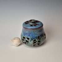 Image 2 of Jar with lid: Lichen (Green) with colored rim 012026