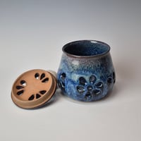 Image 6 of Jar with lid: Bluebird Skies (Cobolt) with colored rim 012026