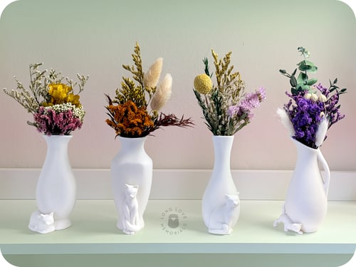 Image of Loaf Cat Statue Vase - Small Bud Vase for Flowers