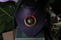 Image 1 of Brass ring orange cotton flower agate necklace