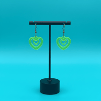 Image 2 of Green Acrylic Heart-Shaped Dangle Earrings