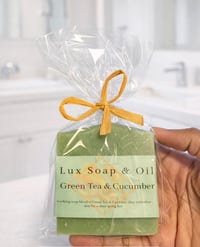 Image 4 of Green Tea & Cucumber Soap 3.5 oz Bar-Handmade for Refreshing Clean Skin