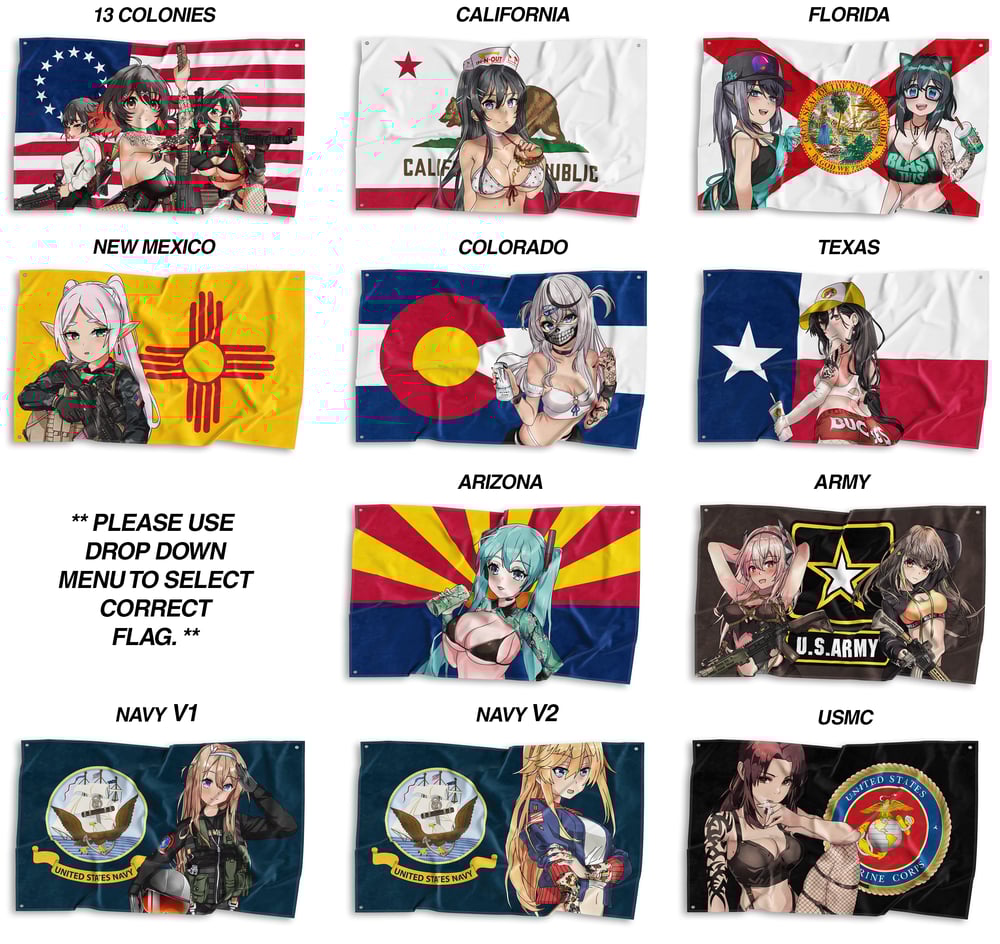 Image of State & Armed Forces Flags