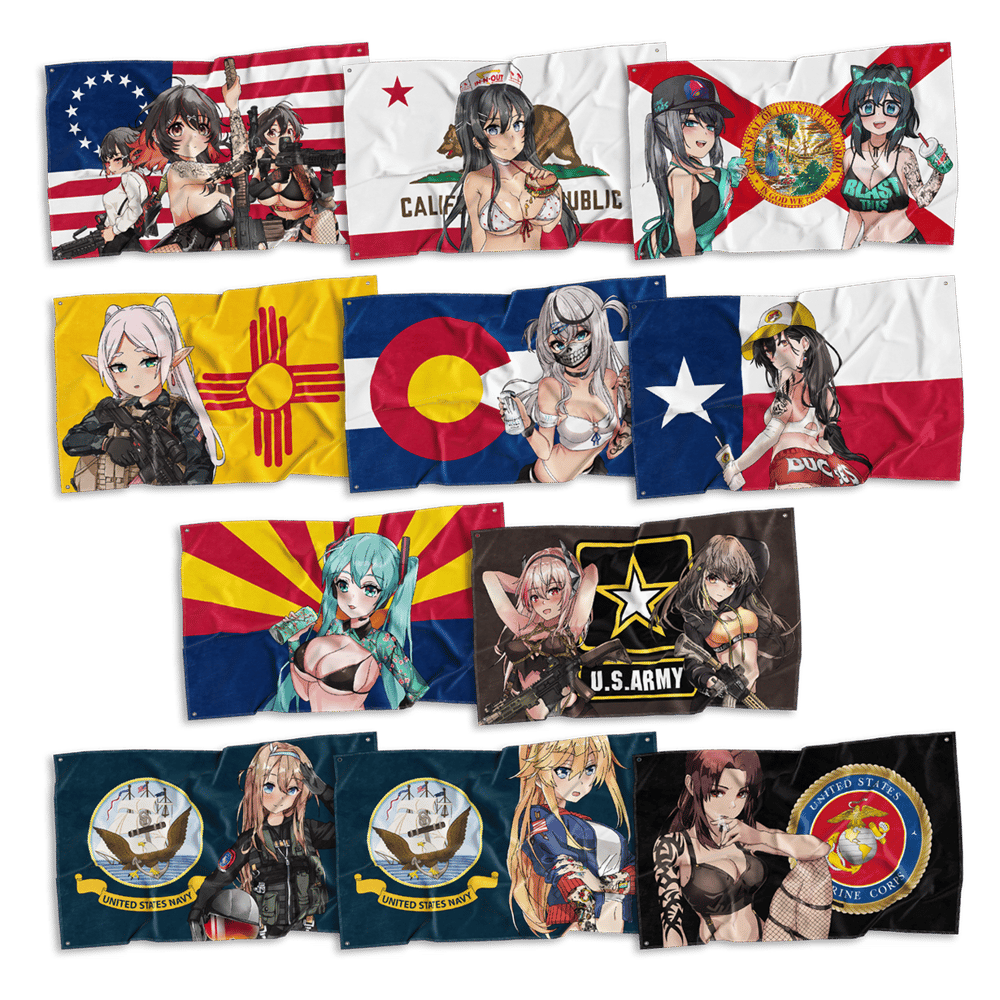 Image of State & Armed Forces Flags