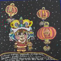 Image 1 of Chinese New Year Fire Horse Mixed Media Painting