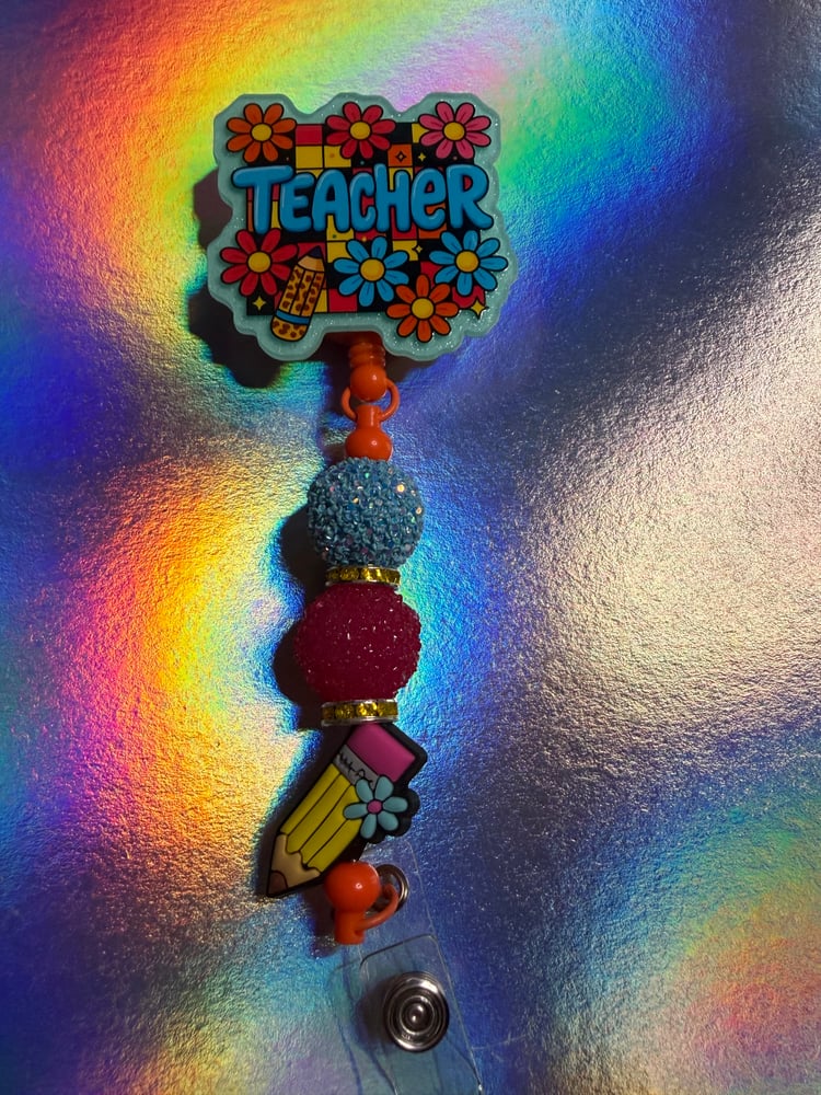 Image of Teacher w flowers