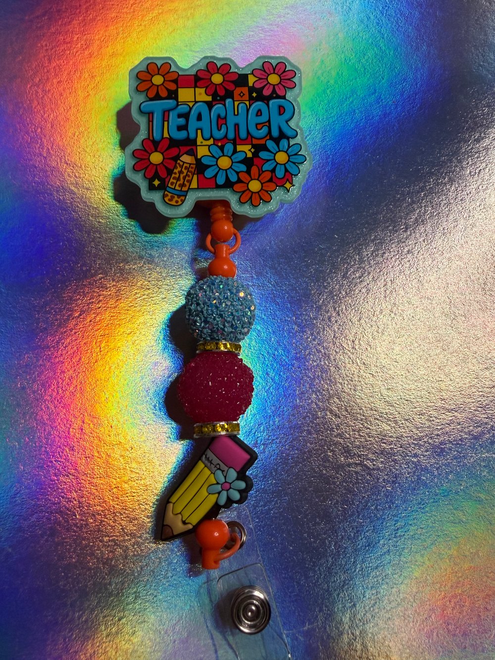 Image of Teacher w flowers