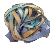 Image 4 of 1PC. BAHAMA BREEZE 42" hand dyed wrist wrap bracelet silk ribbon//Yoga wrist wrap bracelet ribbon