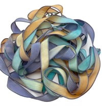 Image 1 of 1PC. BAHAMA BREEZE 42" hand dyed wrist wrap bracelet silk ribbon//Yoga wrist wrap bracelet ribbon