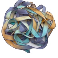 Image 7 of 1PC. BAHAMA BREEZE 42" hand dyed wrist wrap bracelet silk ribbon//Yoga wrist wrap bracelet ribbon