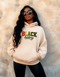 Image 3 of Black History Faux Yarn Hoodie