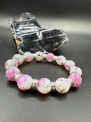 12mm Glass Cherry Blossom Stretch Bracelet