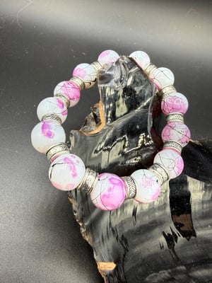 12mm Glass Cherry Blossom Stretch Bracelet