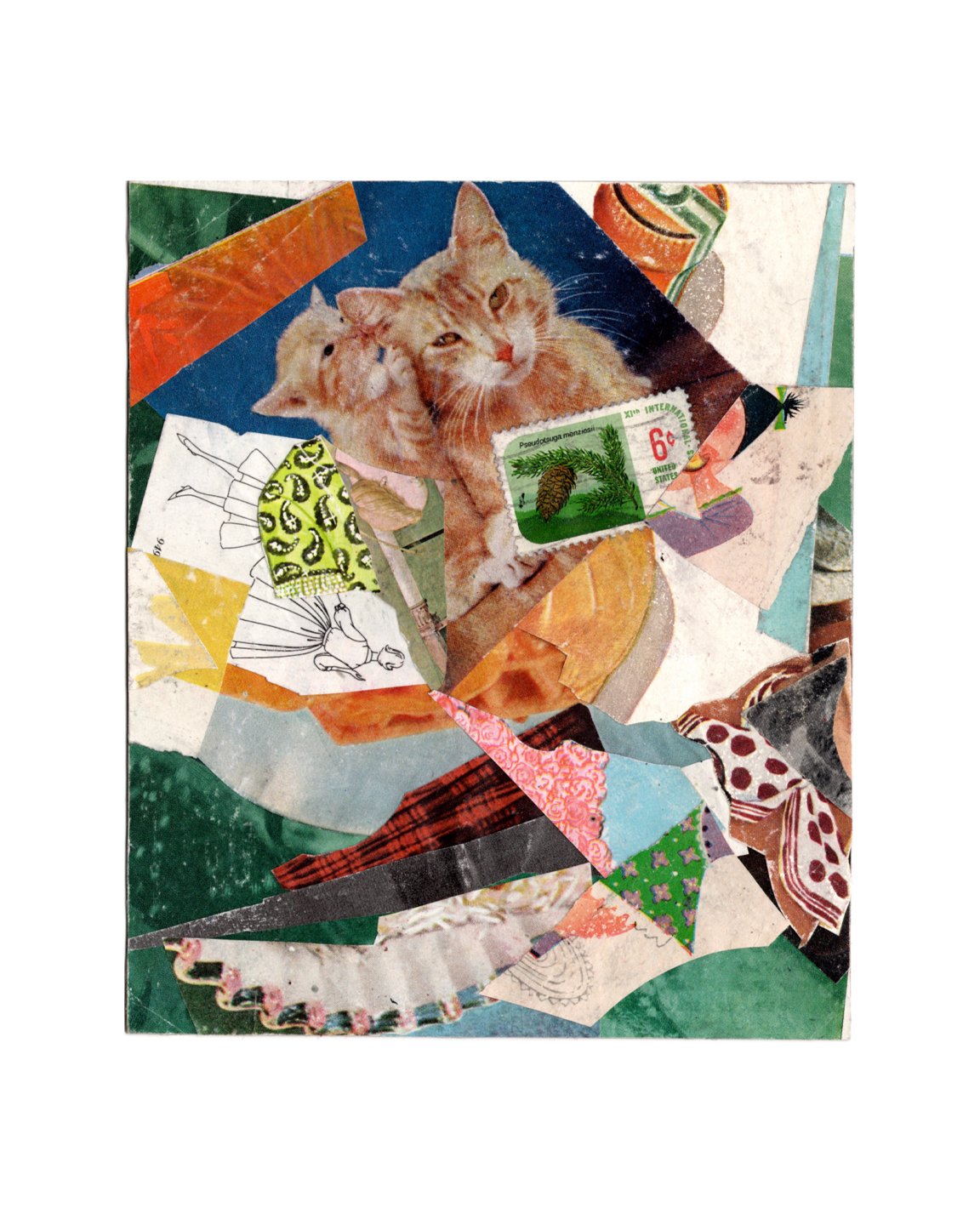 fluted pink [handcut paper collage]