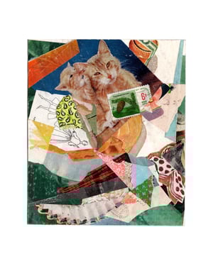 fluted pink [handcut paper collage]