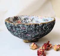 Image 4 of Handmade Paper Mache Bowl with Floral Decoupage | Eco Art Decor