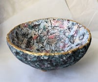 Image 3 of Handmade Paper Mache Bowl with Floral Decoupage | Eco Art Decor