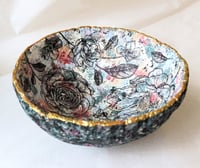 Image 12 of Handmade Paper Mache Bowl with Floral Decoupage | Eco Art Decor