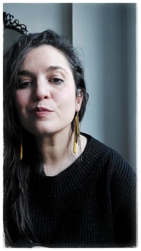 Image 3 of Orecchini pendenti in pelle NINFA - GialloBronzo