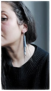 Image 3 of Orecchini pendenti in pelle NINFA - AzzurroSilver - 30% off
