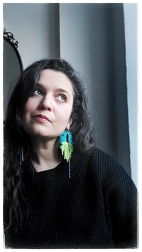 Image 8 of Maxi orecchini pendenti in pelle PEACOCK ASYM - Baia - 40% off