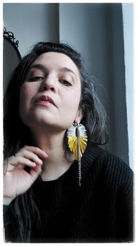 Image 6 of Maxi orecchini pendenti in pelle PEACOCK ASYM - Moderni - 20 % off