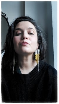 Image 7 of Maxi orecchini pendenti in pelle PEACOCK ASYM - Moderni - 20 % off